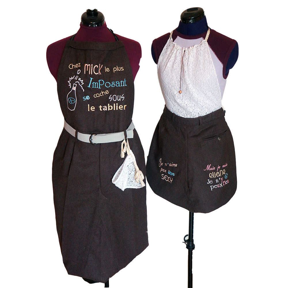 Turn a pants into custom embroidered aprons